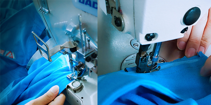 民大安POLO衫缝纫过程细节图