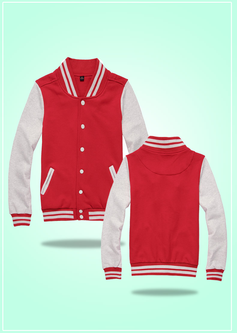 棒球服定做红色身浅灰袖